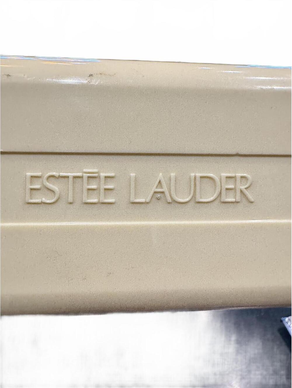 Vintage Estee Lauder Hard Plastic Makeup Case Box Mirror Cream Ivory 1980s